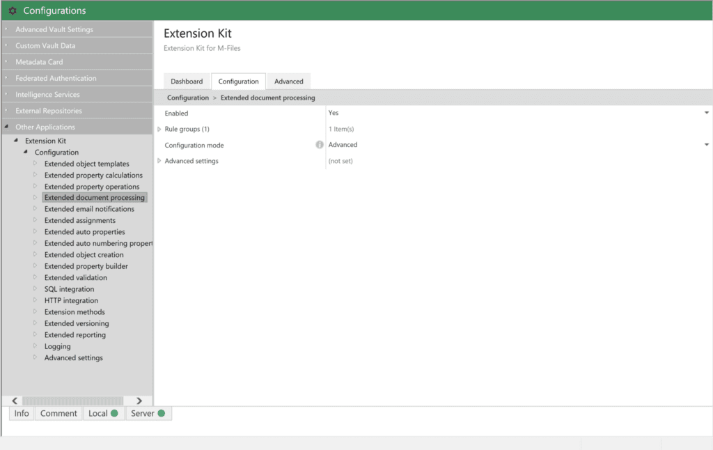 Extension Kit Document processing